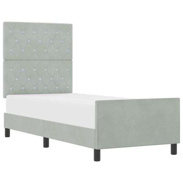 vidaXL Cama Box com cabeceira Cinzento-claro 80 x 200 cm Veludo