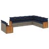 vidaXL Conjunto de sof&aacute; de jardim com 10 pe&ccedil;as e almofadas em rattan sint&eacute;tico cinza