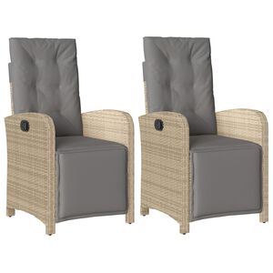 vidaXL Cadeiras jardim reclin&aacute;veis 2 pcs c/ apoio de p&eacute;s bege mistura