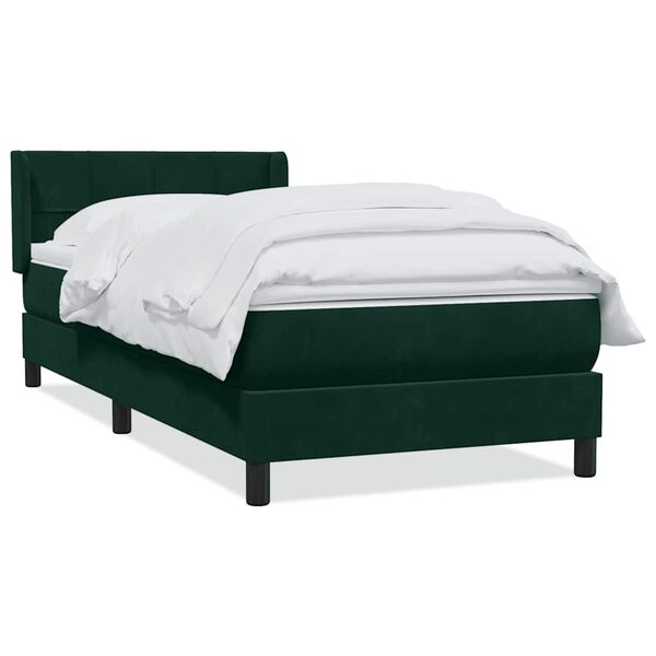 vidaXL Cama com molas/colch&atilde;o verde-escuro 90x210 cm veludo