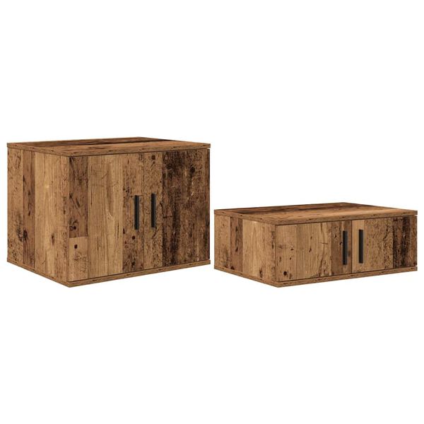 vidaXL Arm&aacute;rio de arruma&ccedil;&atilde;o 2 pcs Madeira antiga 127 x 41 x 40 cm