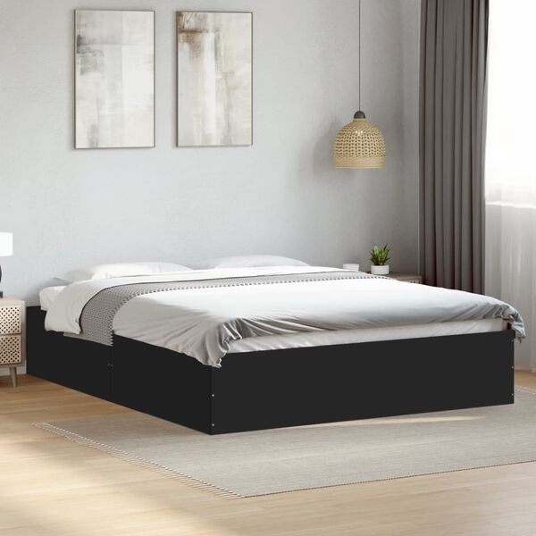 vidaXL Estrutura de cama 160x200 cm derivados de madeira preto