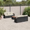 vidaXL 7 pcs conjunto de sof&aacute;s p/ jardim c/ almofad&otilde;es vime PE preto