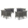 vidaXL 8 pcs conjunto lounge de jardim c/ almofad&otilde;es vime PE cinzento