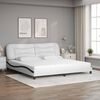 vidaXL Cama com colch&atilde;o Hvar 200x200 cm couro artificial preto e branco
