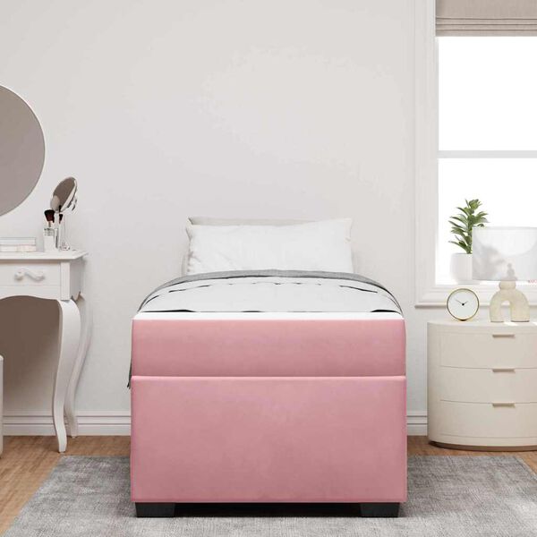 vidaXL Estrutura da Cama com colch&atilde;o Rosa 80 x 200 cm tecido