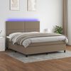 vidaXL Cama box spring colch&atilde;o/LED 180x200cm tecido cinza-acastanhado