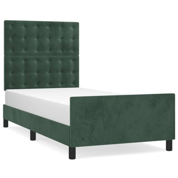 vidaXL Estrutura de cama sem colch&atilde;o 80x200 cm veludo verde-escuro