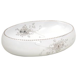 vidaXL Lavat&oacute;rio de bancada oval 59x40x15 cm cer&acirc;mica branco