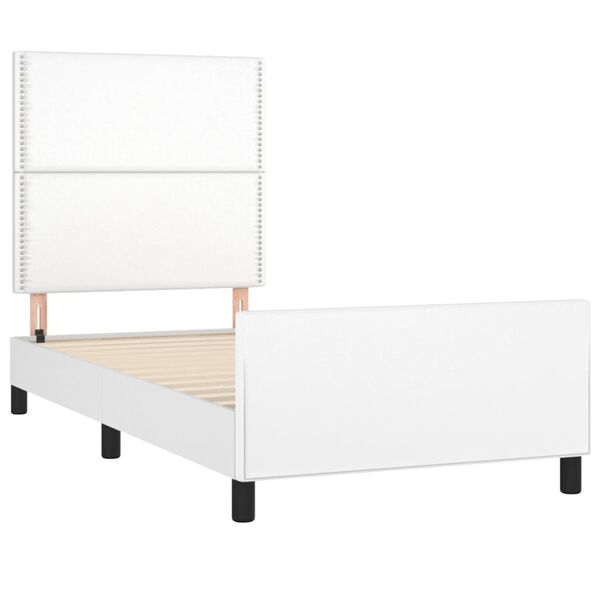 vidaXL Estrutura de cama c/ cabeceira couro artificial 80x200cm branco