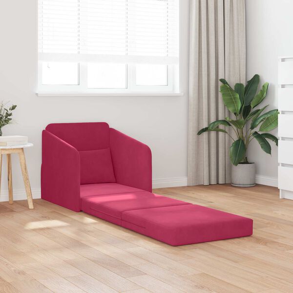 vidaXL Sof&aacute;-Cama Vinho Vermelho 65 x 80 x 83 cm Veludo