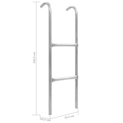 vidaXL Escada de 2 degraus para trampolim 102,6 cm aço prateado
