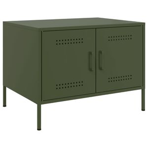 vidaXL Mesa de centro 68x50x50,5 cm a&ccedil;o verde azeitona