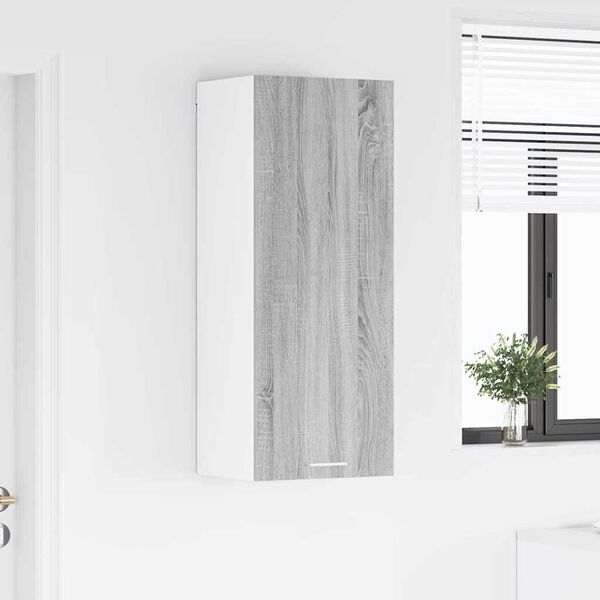 vidaXL Arm&aacute;rio suspenso com porta Riga Cinza Sonoma 40 x 31 x 100 cm