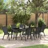 vidaXL Conjunto de Jantar para Jardim 7 pcs Preto
