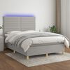 vidaXL Cama box spring c/ colch&atilde;o e LED 140x190 cm tecido cinza-claro
