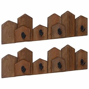 vidaXL Cabide Castanho 48 x 8 x 15 cm Madeira de Mogno S&oacute;lida