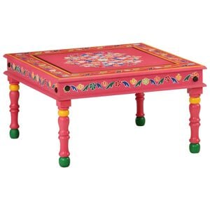VidaXL Mesa de centro pintada &agrave; m&atilde;o mangueira maci&ccedil;a rosa
