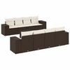 vidaXL 9 pcs conjunto sof&aacute;s p/ jardim c/ almofad&otilde;es vime PE castanho