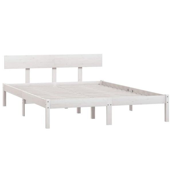 vidaXL Estrutura de cama 140x190 cm pinho maci&ccedil;o branco