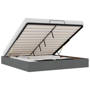 vidaXL Estrutura de cama otomana sem colch&atilde;o 200x200cm cinzento-escuro