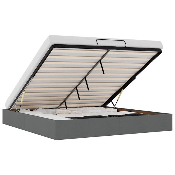 vidaXL Estrutura de cama otomana sem colch&atilde;o 200x200cm cinzento-escuro