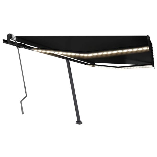 vidaXL Toldo retrátil manual c/ LED 450x300 cm antracite