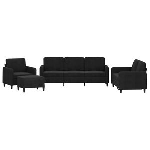 vidaXL 4 pcs conjunto de sof&aacute;s veludo preto