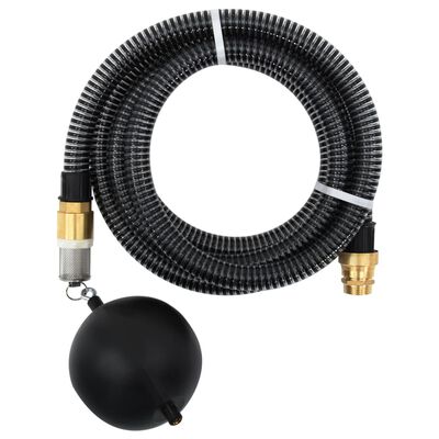 vidaXL Mangueira de sucção com conectores de latão 1,1" 4 m PVC preto