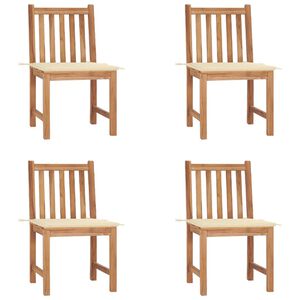 vidaXL Cadeiras de jardim c/ almofad&otilde;es 4 pcs madeira de teca maci&ccedil;a