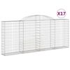 vidaXL Cestos gabi&atilde;o arqueados 17 pcs 300x30x120/140 ferro galvanizado