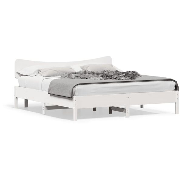 vidaXL Cama sem colch&atilde;o 200x200 cm madeira de pinho maci&ccedil;a branco