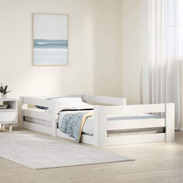 vidaXL Cama sem colch&atilde;o branco 80x160 cm pinho de madeira maci&ccedil;a