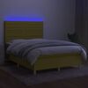 vidaXL Cama box spring c/ colch&atilde;o e LED 140x200 cm tecido verde