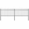 vidaXL Cerca de jardim com topo em forma de lan&ccedil;a em a&ccedil;o 337x100 cm, preta