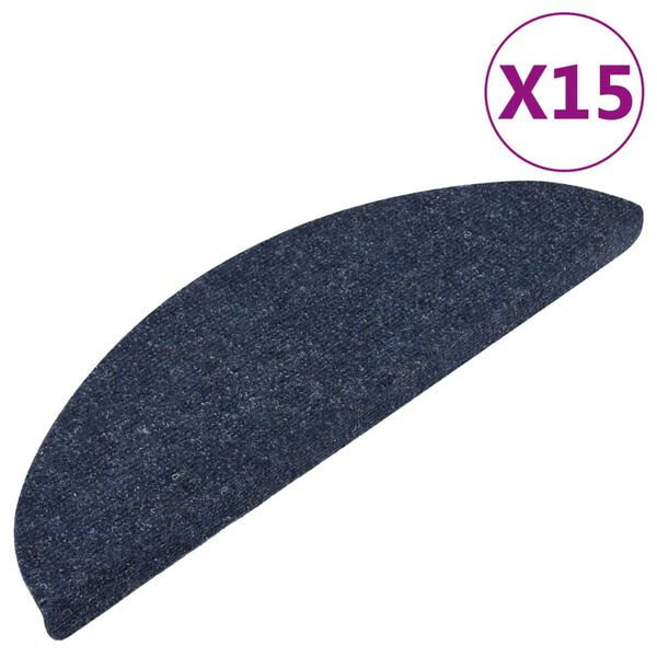 vidaXL Tapetes de escada adesivos 15 pcs 56x17x3 cm azul