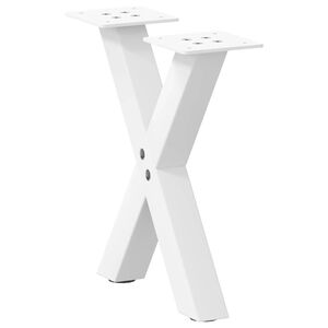 vidaXL P&eacute;s para mesa de centro em formato de X, 2 pe&ccedil;as, branco, 30x(30-31) cm, a&ccedil;o