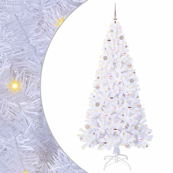 vidaXL &Aacute;rvore de Natal Artificial com 300 LEDs Branco 210 cm PVC e A&ccedil;o