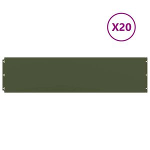 vidaXL Orlas relva 20 pcs verde azeitona 25x103 cm a&ccedil;o laminado a frio