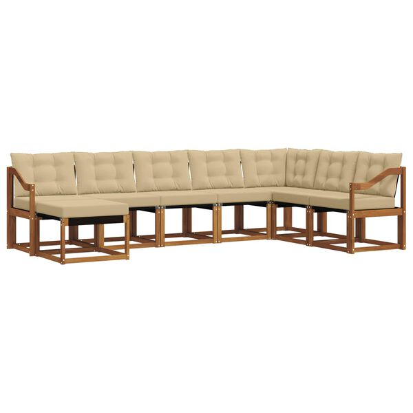 vidaXL Conjunto de Sof&aacute;s para Exterior 8 pcs Natural e Bege