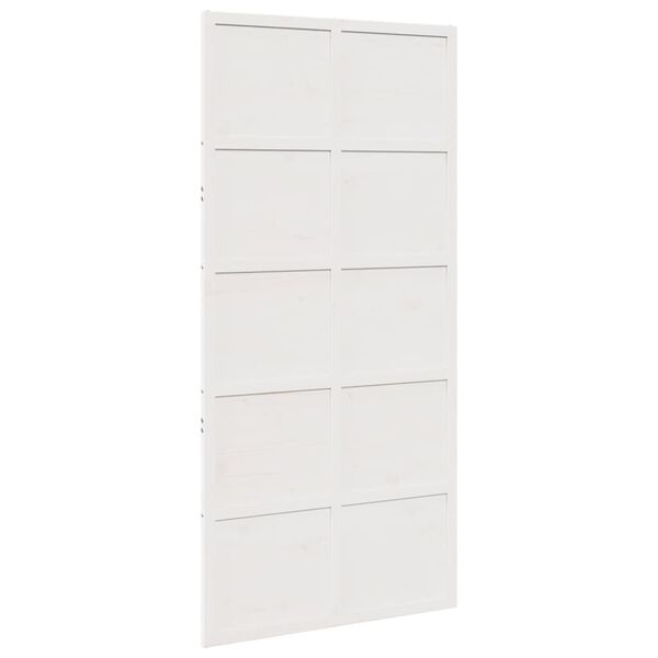 vidaXL Porta de celeiro 100x208 cm madeira de pinho maci&ccedil;a branco