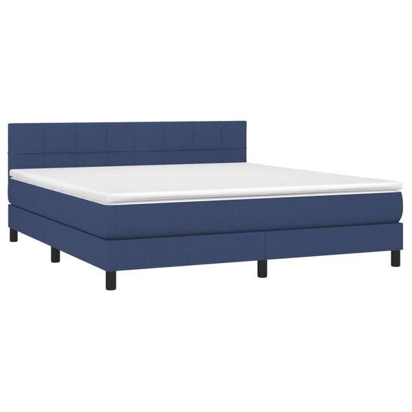 vidaXL Cama box spring c/ colch&atilde;o e LED 160x200 cm tecido azul