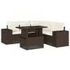 vidaXL 6 pcs conjunto de sof&aacute;s jardim c/ almofad&otilde;es vime PE castanho
