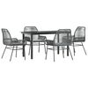 vidaXL Conjunto jantar jardim 5 pe&ccedil;as almofadas vidro vime cinzento PE