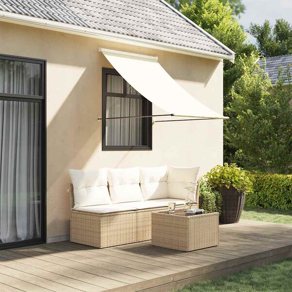 vidaXL Toldo retr&aacute;til 100x150 cm tecido e a&ccedil;o cor creme