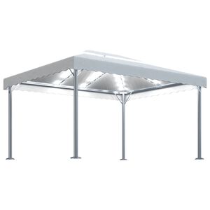 vidaXL Gazebo com cord&otilde;es de luzes LED 400x300 cm alum&iacute;nio cor creme