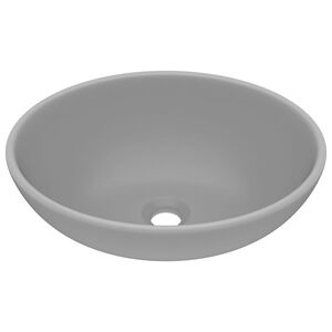 vidaXL Lavat&oacute;rio luxuoso oval 40x33cm cer&acirc;mica cinzento-claro mate