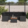 vidaXL Conjunto de Sof&aacute; de Jardim 7 pcs Preto Rattan Sint&eacute;tico