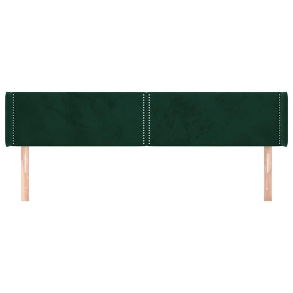 vidaXL Cabeceira de cama c/ abas veludo 183x16x78/88cm verde-escuro