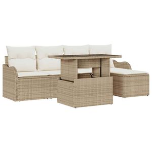 vidaXL Conjunto de Sof&aacute; de Jardim 6 unid. Bege [Sint&eacute;tico]: Polirattan